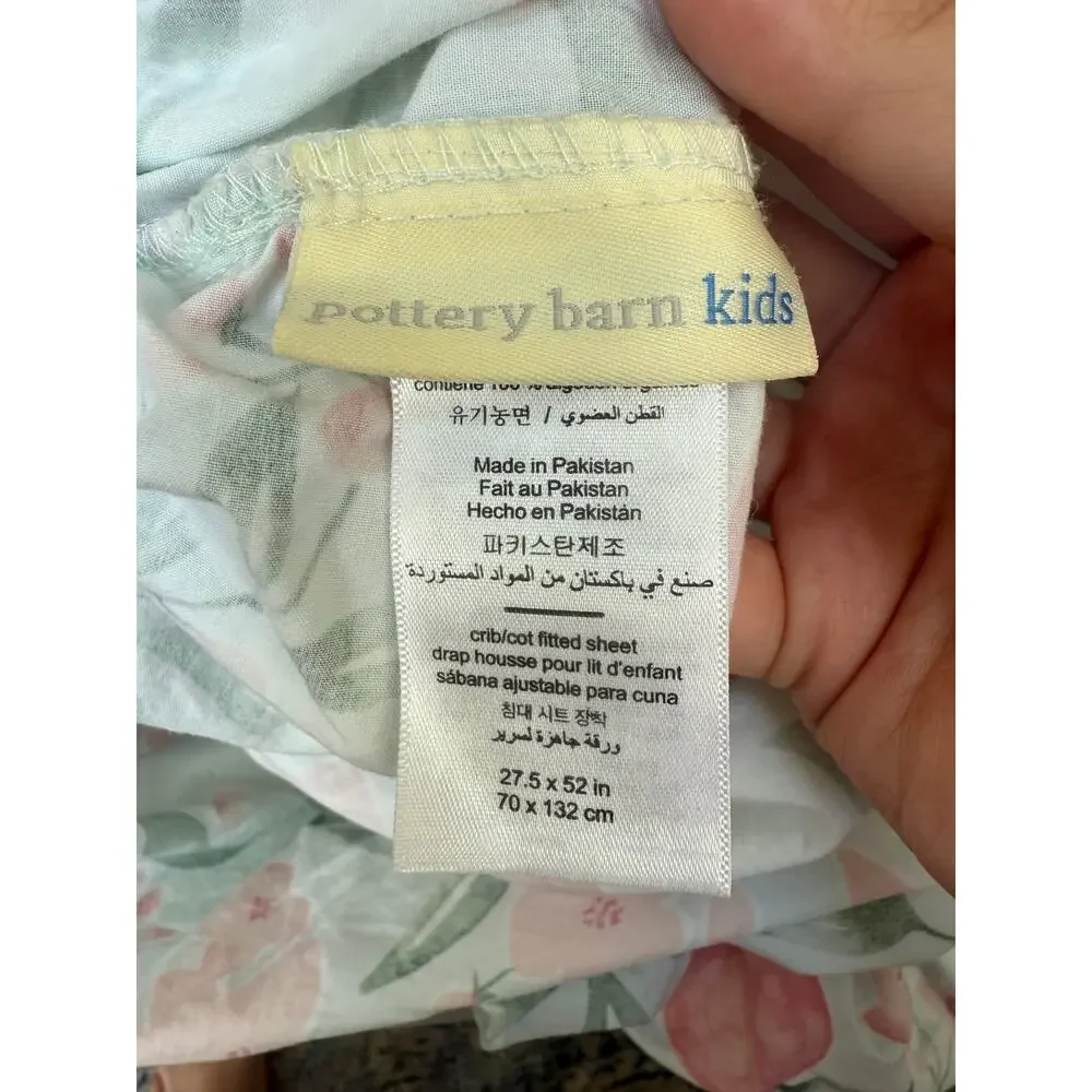 Pottery Barn Kids White Pink Allover Floral Bassinet Pad Fitted Sheet